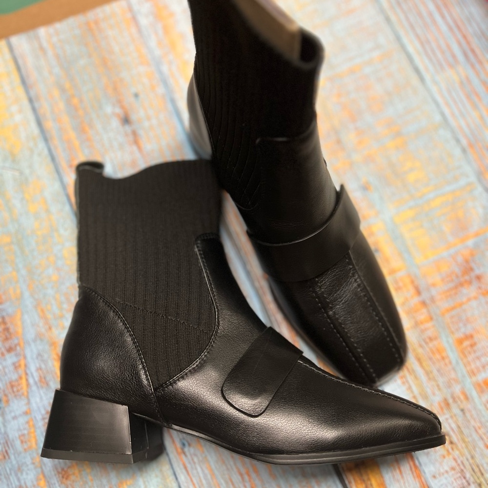 Black Leather Ankle Boots